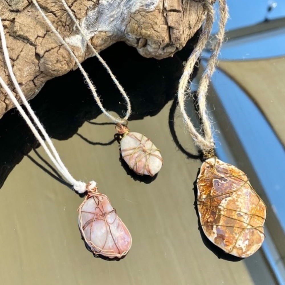 Handcrafted natural stone multilayered Boho necklace w prairie/country vibe